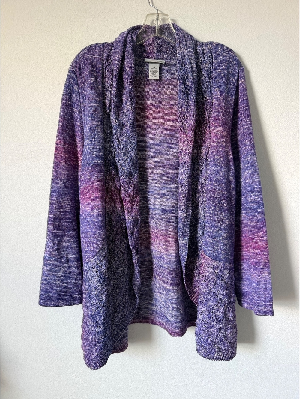 Catherines Long Sleeve Purple/Pink Melange Open Front Cardigan Sweater Size 2X
